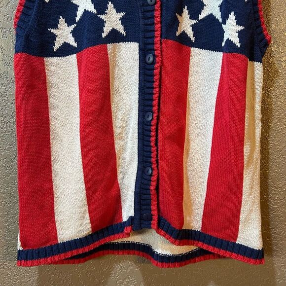 Silk Collection Vintage American Flag Patriotic Women’s Large Hong Kong Sweater - Picture 3 of 7